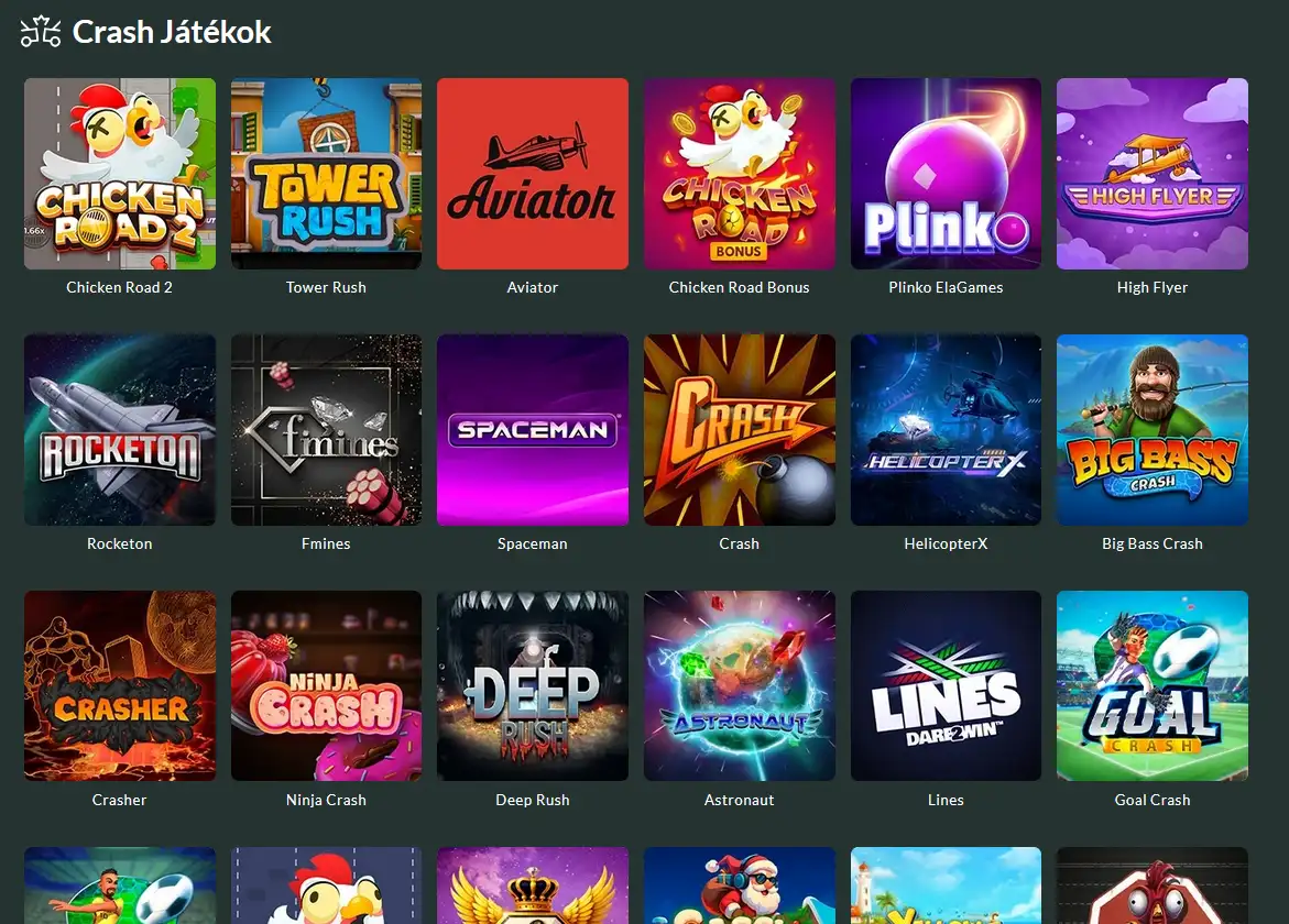 Crash-játékok szekciója a Lemon Casino Platform oldalán gyors körökkel, növekvő szorzóval és dinamikus, kockázatalapú játékmenettel