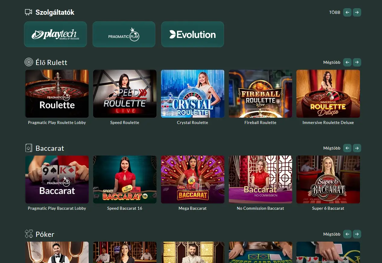 Élő kaszinó oldal a Lemon Casino site felületén osztós játékokkal, rulettel, blackjackkel, baccarával és valós idejű asztalokkal