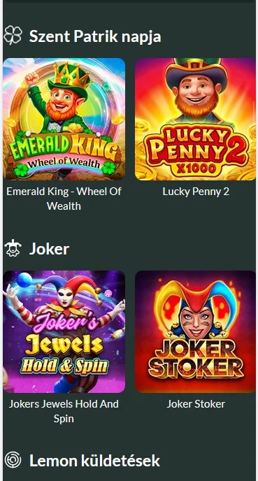 Mobil kaszinóhasználat a LemonCasino oldalon okostelefonra optimalizált felülettel, gyors navigációval és kényelmes hozzáféréssel a fő játékrészekhez