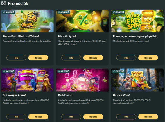 Promóciós és bónuszoldal a Lemon Casino Platform felületén aktuális ajánlatokkal, részvételi feltételekkel és elérhető jutalmakkal